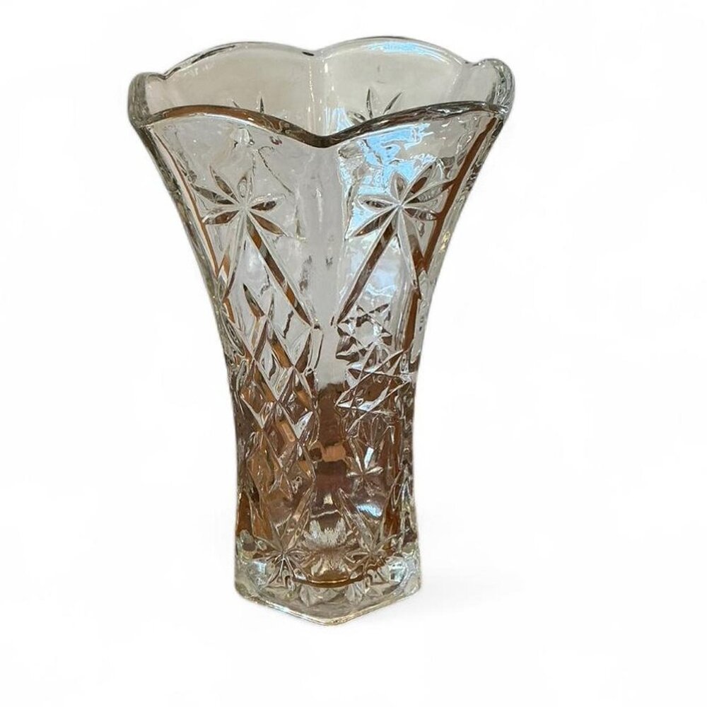 VINTAGE Anchor Hocking Early American Prescut star of David 8” Vase
